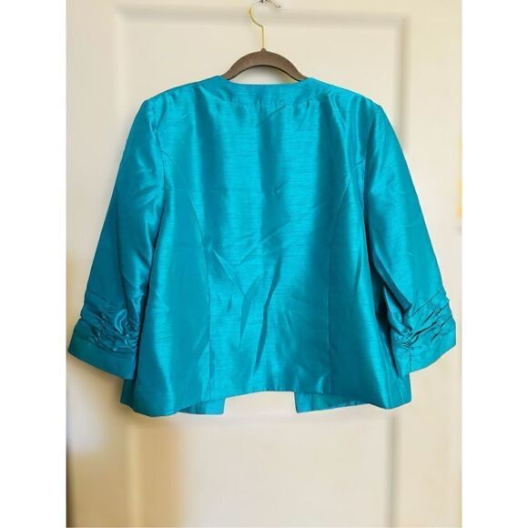Dressbarn Women’s Size Large Turquoise Open Front Blazer Business Casual GUC - Picture 2 of 13